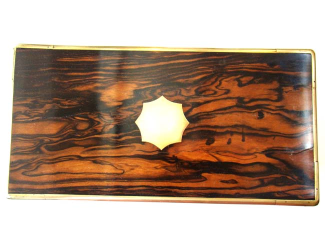 A beautiful antique brass mounted coromandel wood tea caddy box with its' original interior circa 1825 — image 4